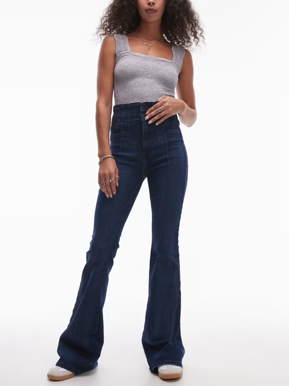 We The Free Sz 24 High-Waisted Dark Blue Flared Jeans